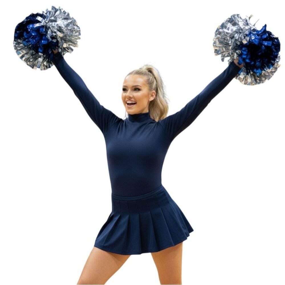 Body Wrappers Adult M Navy Turtleneck Leotard Cheer Snap Crotch Zip Back